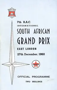 1960-12-27 | South African Grand Prix | East London | Formula 1 Event Artworks | formula 1 event artwork | formula 1 programme cover | formula 1 poster | carsten riede