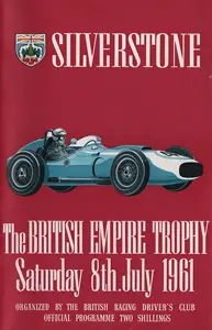 1961-07-08 | British Empire Trophy | Silverstone | Formula 1 Event Artworks | formula 1 event artwork | formula 1 programme cover | formula 1 poster | carsten riede
