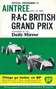 1961-07-15 | British Grand Prix | Aintree | Formula 1 Event Artworks | formula 1 event artwork | formula 1 programme cover | formula 1 poster | carsten riede
