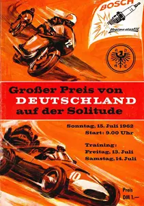 1962-07-15 | Grosser Preis der Solitude | Solitude | Formula 1 Event Artworks | formula 1 event artwork | formula 1 programme cover | formula 1 poster | carsten riede