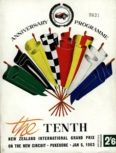 1963-01-05 | New Zealand Grand Prix | Pukekohe | Formula 1 Event Artworks | formula 1 event artwork | formula 1 programme cover | formula 1 poster | carsten riede