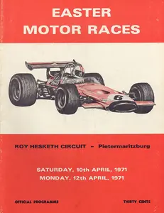 1971-04-12 | Coronation '100' | Pietermaritzburg | Formula 1 Event Artworks | formula 1 event artwork | formula 1 programme cover | formula 1 poster | carsten riede