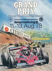1978-08-13 | Grosser Preis von Österreich | Zeltweg | Formula 1 Event Artworks | formula 1 event artwork | formula 1 programme cover | formula 1 poster | carsten riede