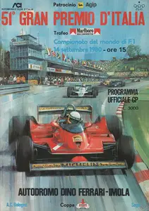 1980-09-14 | Gran Premio D`Italia | Imola | Formula 1 Event Artworks | formula 1 event artwork | formula 1 programme cover | formula 1 poster | carsten riede