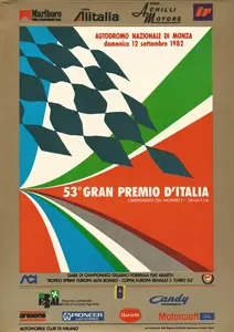 1982-09-12 | Gran Premio D`Italia | Monza | Formula 1 Event Artworks | formula 1 event artwork | formula 1 programme cover | formula 1 poster | carsten riede