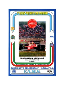 1987-05-03 | Gran Premio Di San Marino | Imola | Formula 1 Event Artworks | formula 1 event artwork | formula 1 programme cover | formula 1 poster | carsten riede