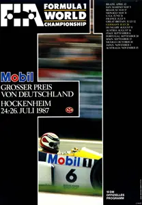 1987-07-26 | Grosser Preis von Deutschland | Hockenheim | Formula 1 Event Artworks | formula 1 event artwork | formula 1 programme cover | formula 1 poster | carsten riede