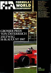 1987-08-16 | Grosser Preis von Österreich | Zeltweg | Formula 1 Event Artworks | formula 1 event artwork | formula 1 programme cover | formula 1 poster | carsten riede