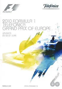 2010-06-27 | Gran Premio De Europa | Valencia | Formula 1 Event Artworks | formula 1 event artwork | formula 1 programme cover | formula 1 poster | carsten riede